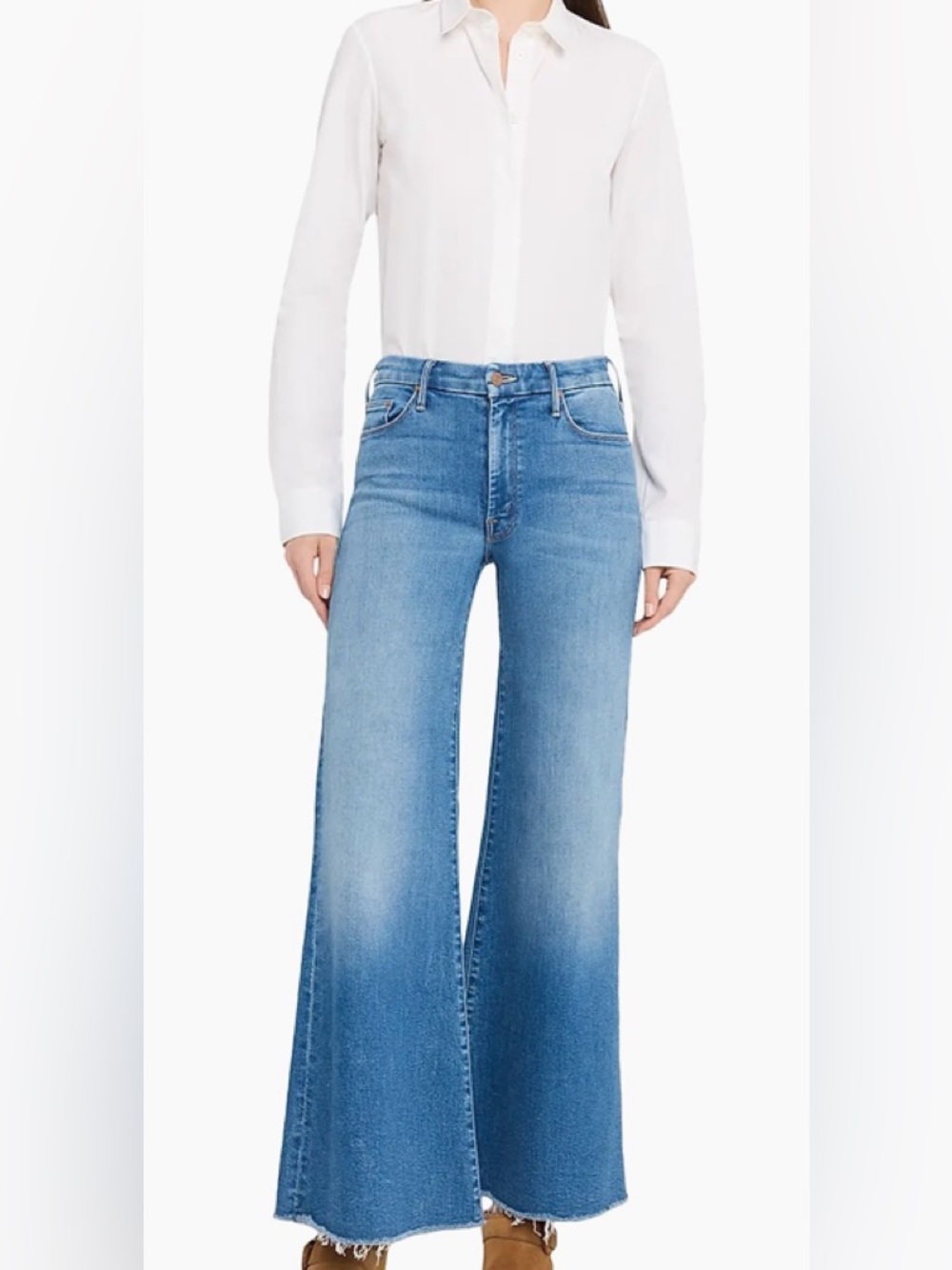 MOTHER Blue Wide-Leg Flare Jeans